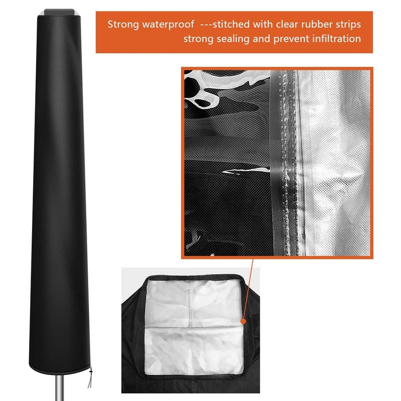 OKPOW Umbrella Cover with Rod for Solar Parasol Durable 420D Oxford Fabric Garden Umbrella Cover with Zip Waterproof, Windproof and Anti-UV for 7ft to 11ft Outdoor Patio Umbrellas - Image 3